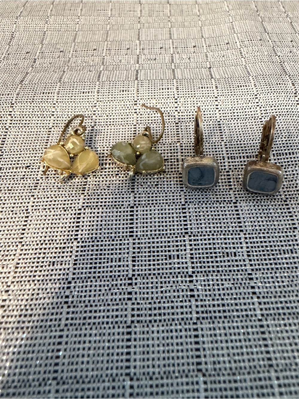 Gold Tone Green and Cream Cluster Drop Earrings - Women Jewelry
